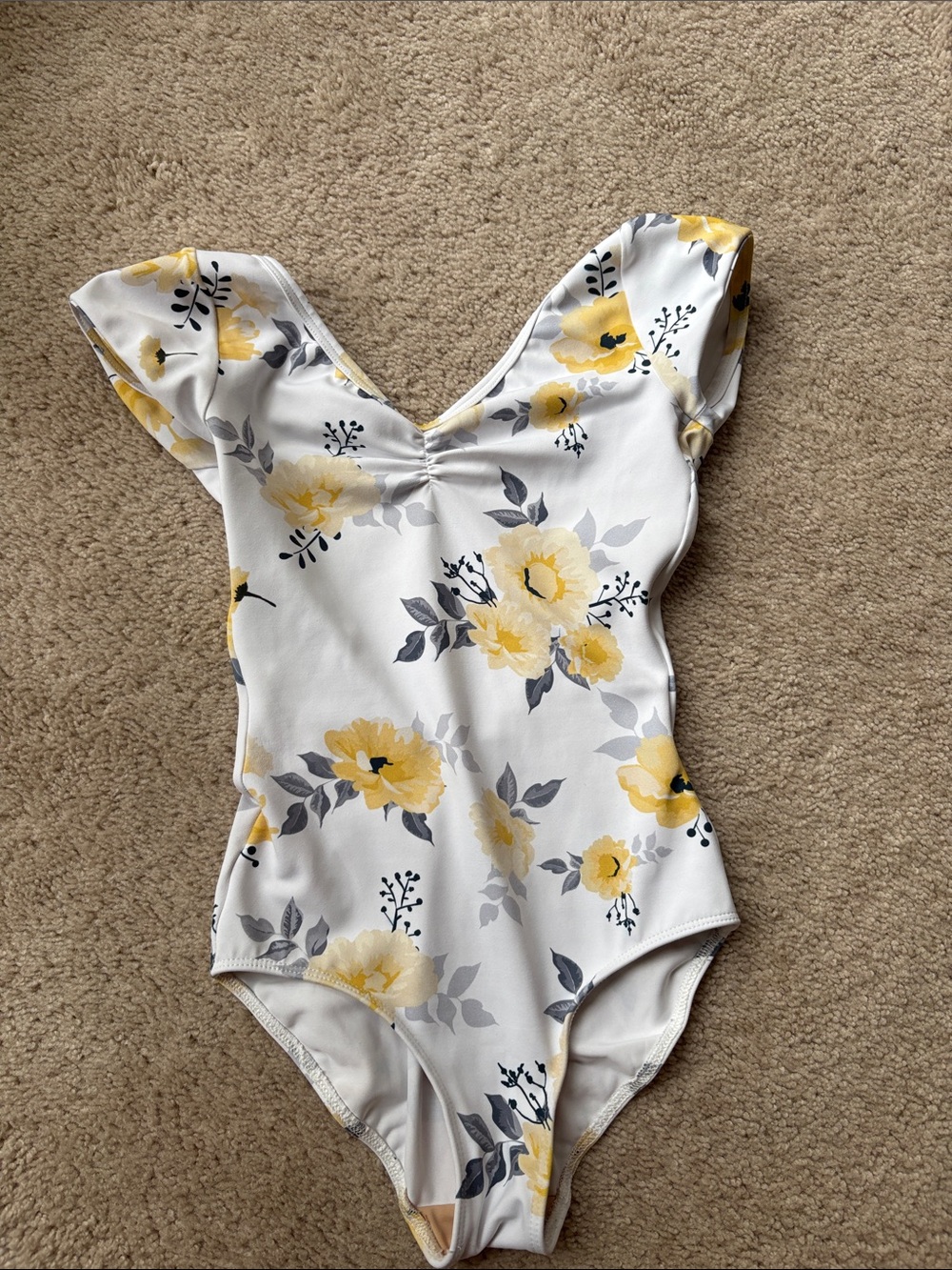 Eleven Girls' Yellow Floral One-Piece leotard size L kids